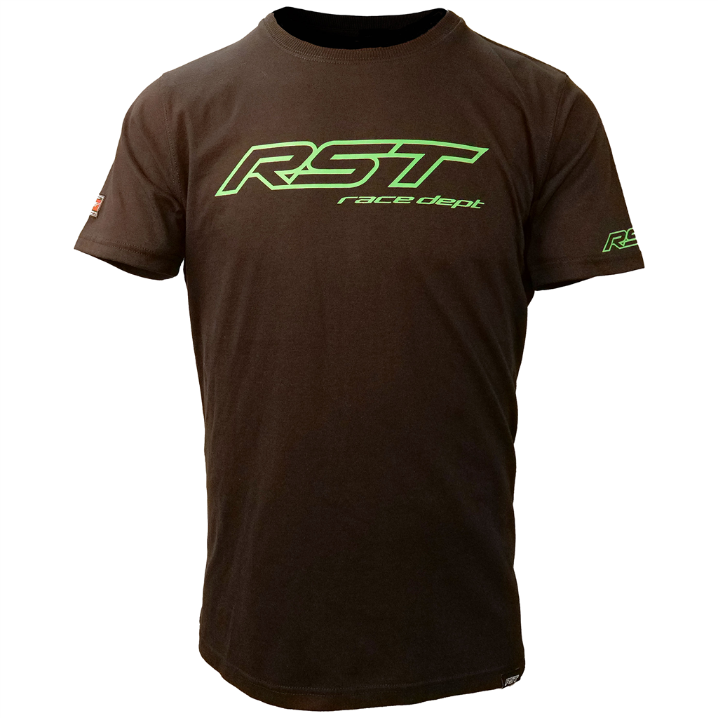 Race Dept Logo  Mens T-Shirt - Black / Flo Green