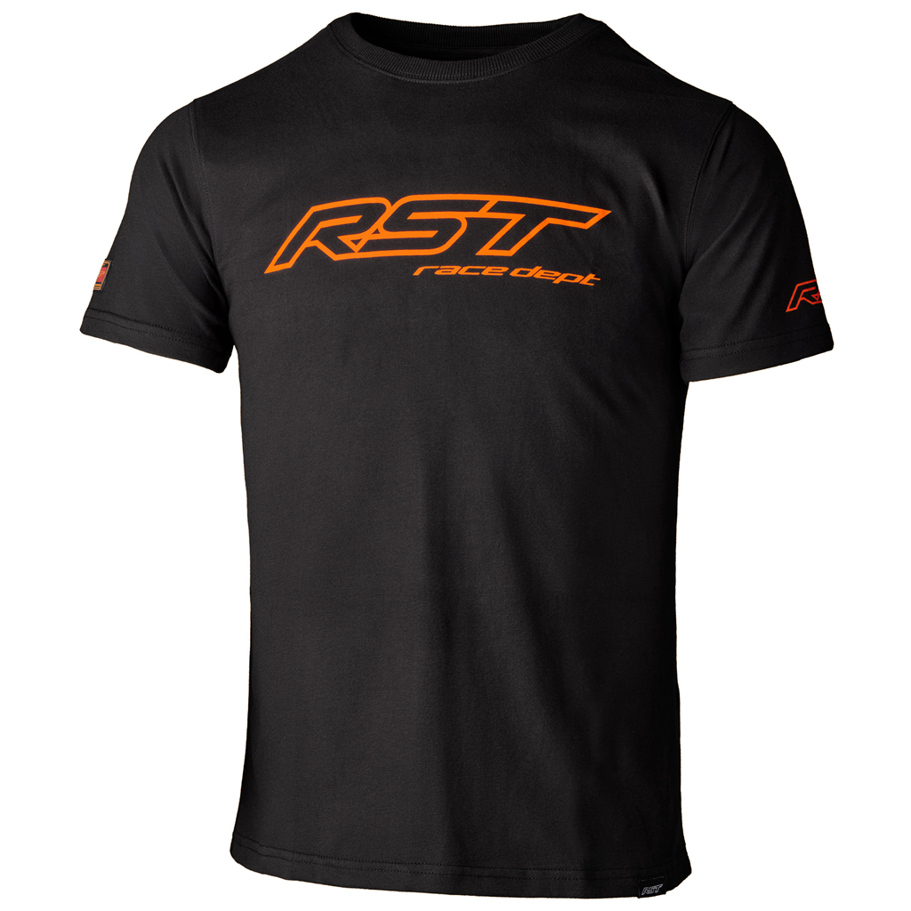 Race Dept Logo  Mens T-Shirt - Black / Flo Orange