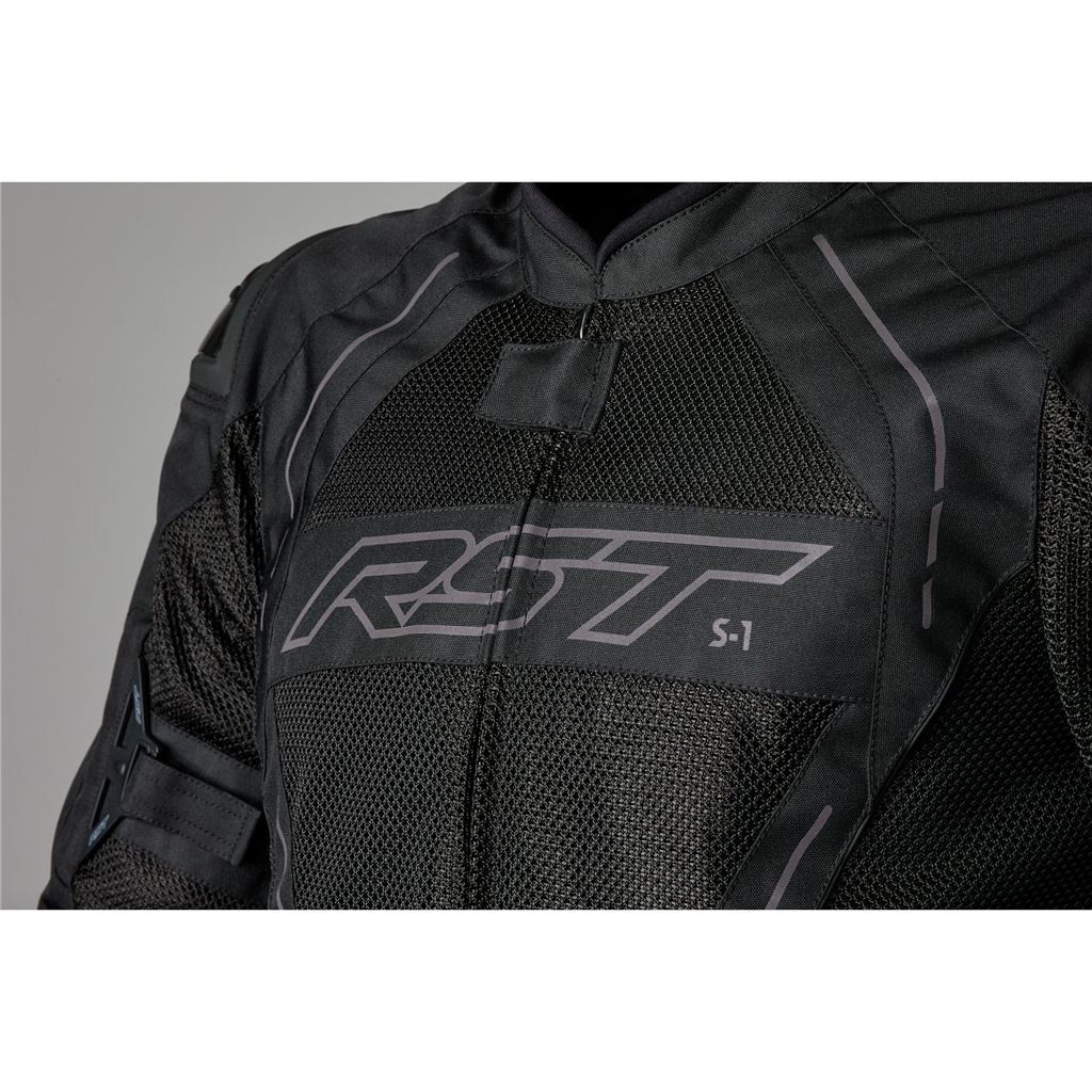 S1 Mesh CE Mens Textile Jacket - Black / Black