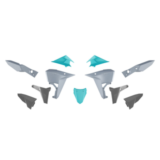 Kove 800 XPro/Rally - Racetech Plastic Kit (7 pcs) - Light Grey / Aquamarine Green / Black