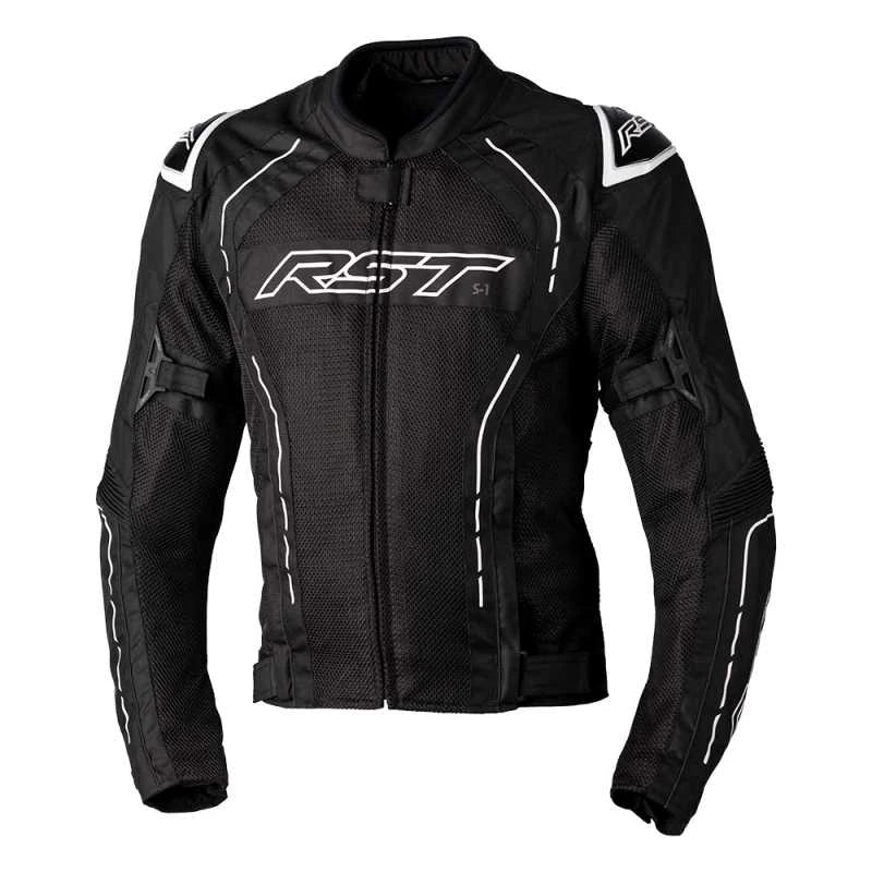 S1 Mesh CE Mens Textile Jacket - Black / White