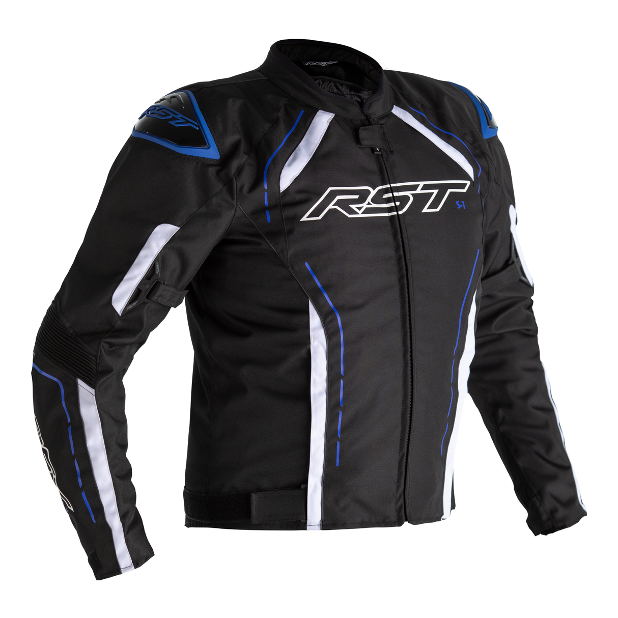 S1 CE Mens Textile Jacket - Black / White / Blue