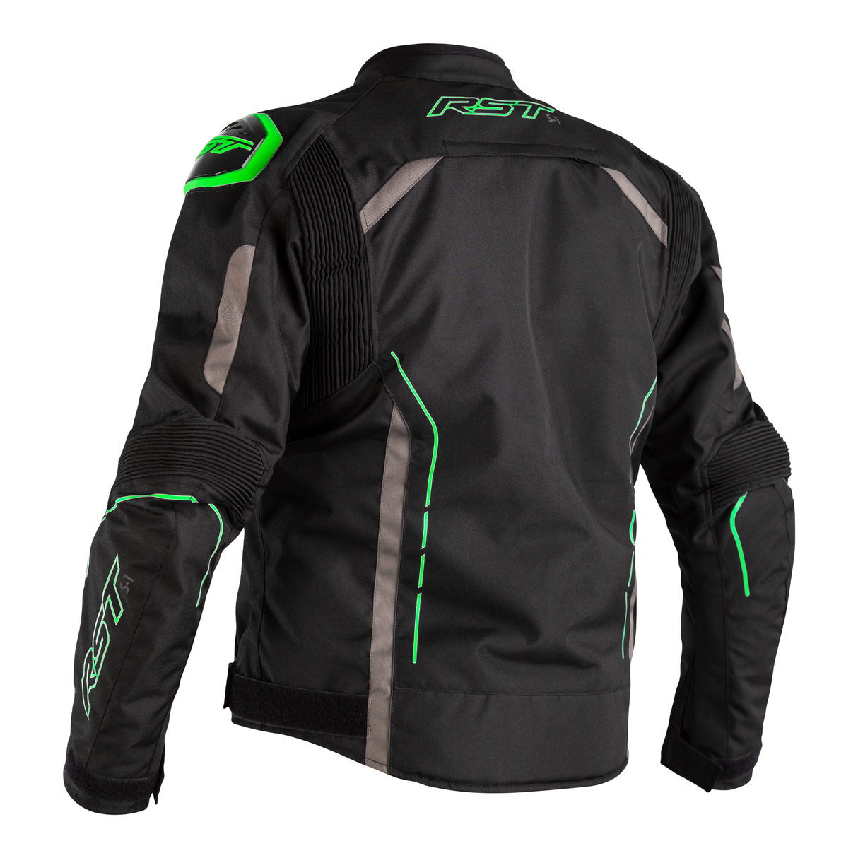 S1 CE Mens Textile Jacket - Black / Grey / Neon Green