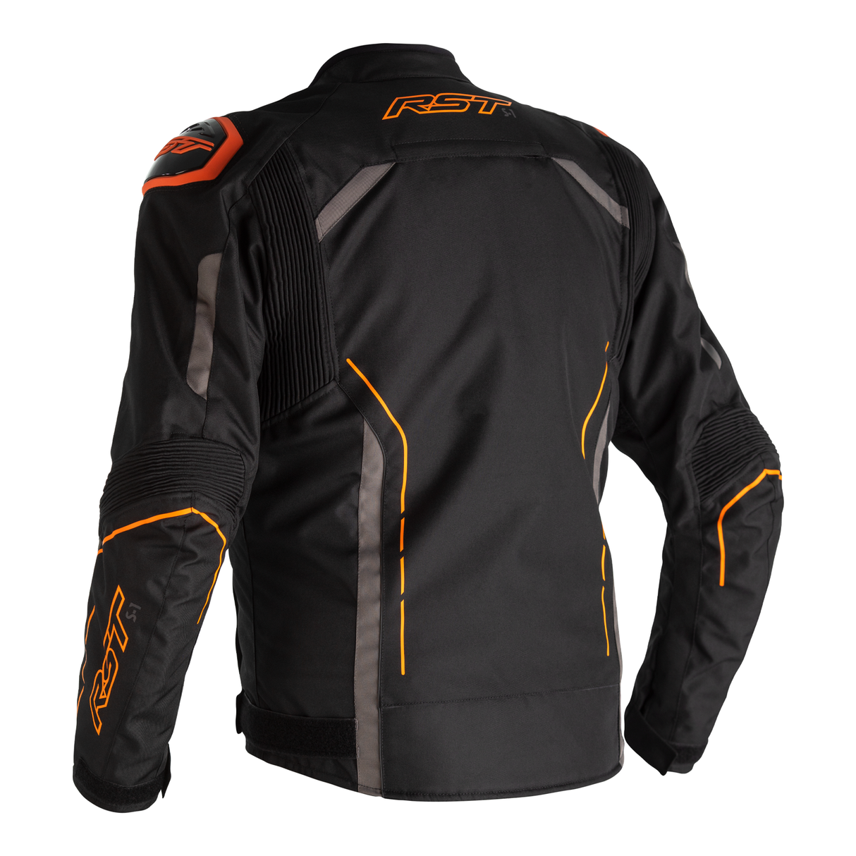 S1 CE Mens Textile Jacket - Black / Grey / Neon Orange