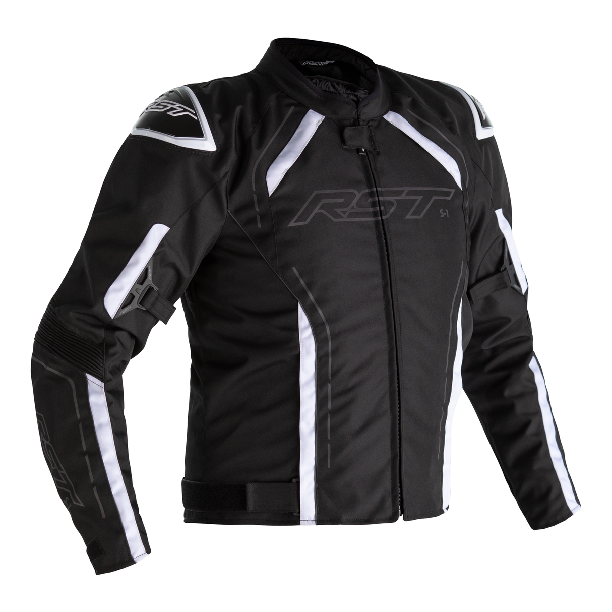 S1 CE Mens Textile Jacket - Black / Black / White