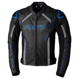 RST S1 CE Mens Leather Jacket - Black / Grey / Neon Blue