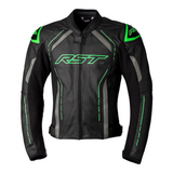 RST S1 CE Mens Leather Jacket - Black / Grey / Neon Green