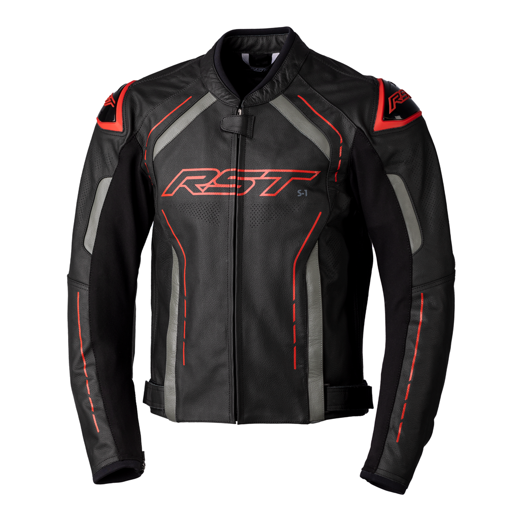 RST S1 CE Mens Leather Jacket - Black / Grey / Red