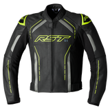 RST S1 CE Mens Leather Jacket - Black / Grey / Flo Yellow
