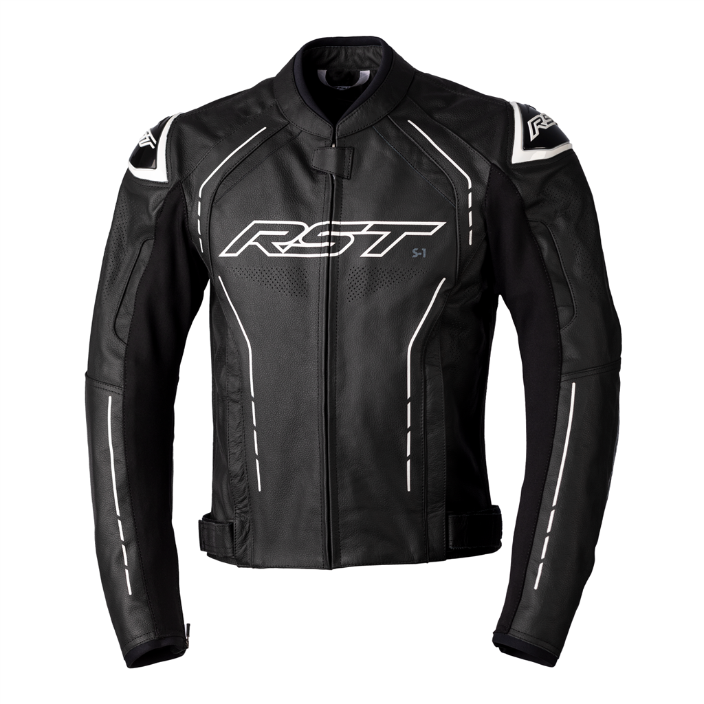 RST S1 CE Mens Leather Jacket - Black / White