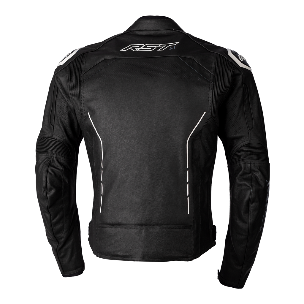 RST S1 CE Mens Leather Jacket - Black / White