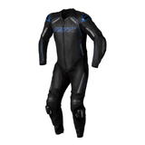 S1 CE Mens Leather Suit - Black / Grey / Neon Blue