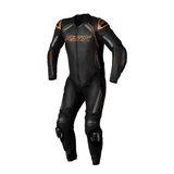 S1 CE Mens Leather Suit - Black / Grey / Neon Orange