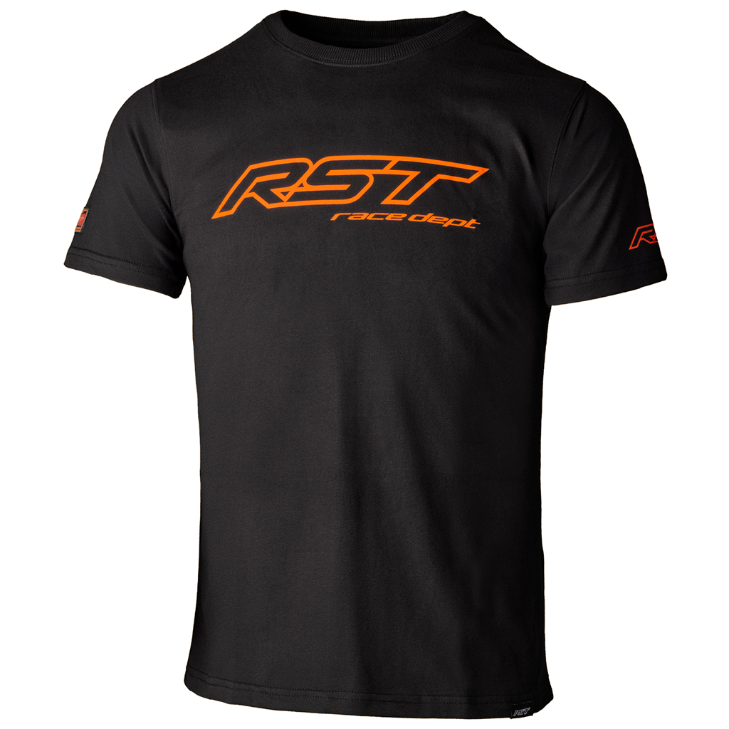 RST Race Dept Logo Mens T Shirt - Black / Flo Orange