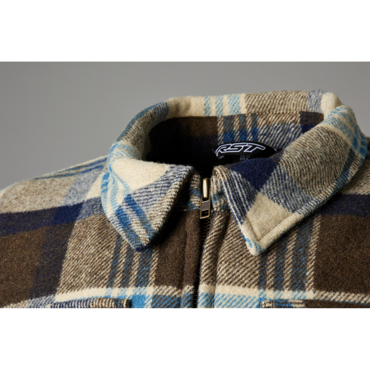 Brushed CE Mens Textile Shirt - Brown / Blue Check