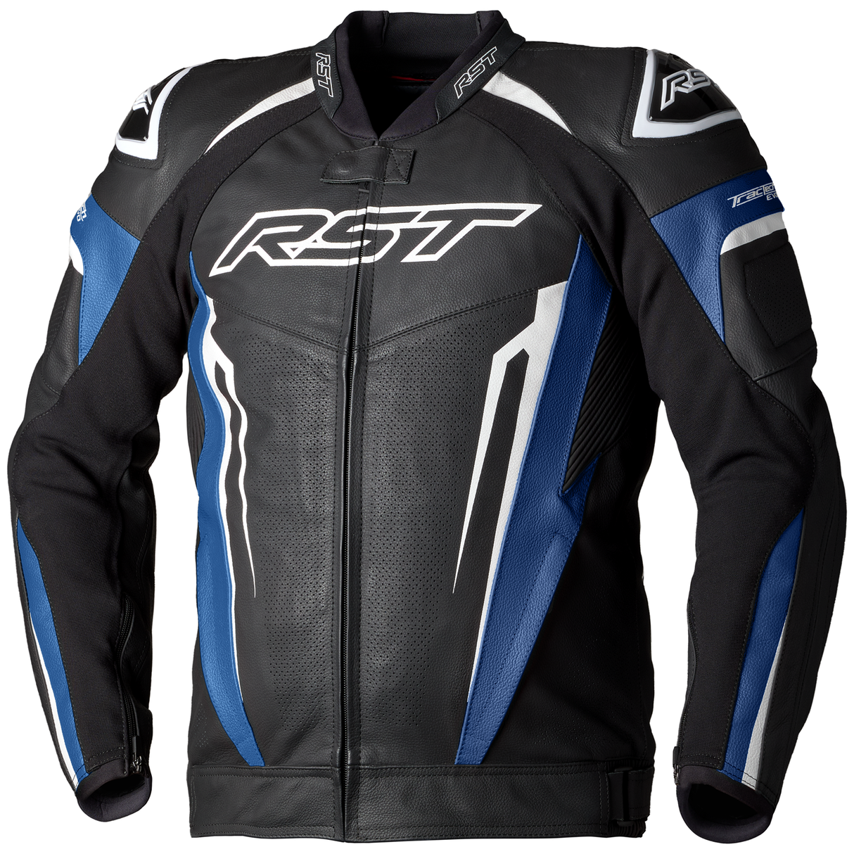 Tractech Evo 5 CE Mens Leather Jacket - Blue / Black / White