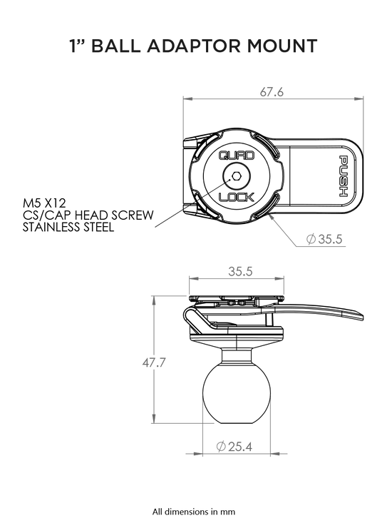 Quad Lock - Motorcycle - 1" Ball Adaptor