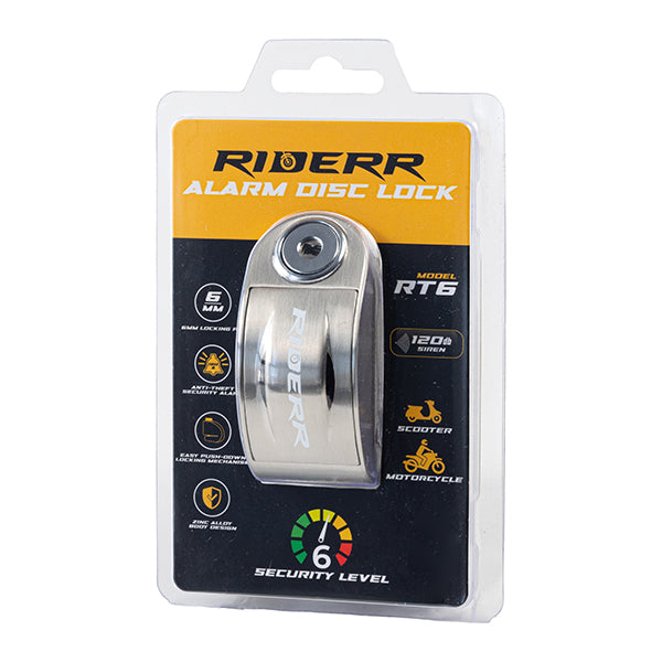 Riderr RT6 Alarm Disc Lock - Silver