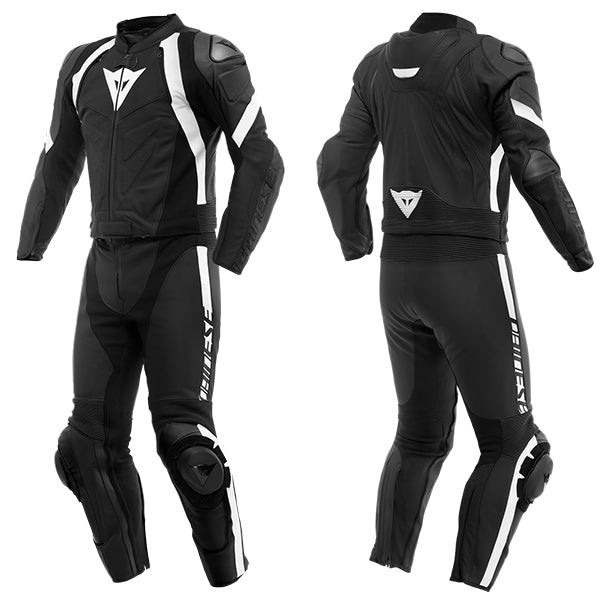 Dainese Avro 4 Leather 2 Piece Suit Short / Tall - Matt Black / Matt Black / White