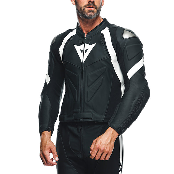 Dainese Avro 4 Leather 2 Piece Suit Short / Tall - Matt Black / Matt Black / White