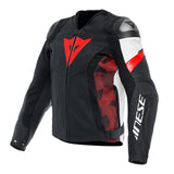 Dainese Avro 5 Leather Jacket - Black / Lava Red / White