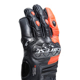 Dainese Carbon 4 Short Leather Glove - Black / Flo Red