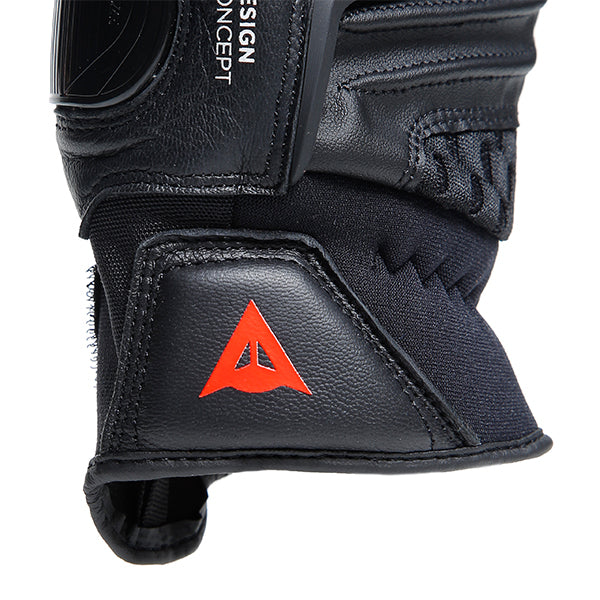 Dainese Carbon 4 Short Leather Glove - Black / Flo Red