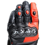 Dainese Carbon 4 Short Leather Glove - Black / Flo Red