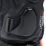 Dainese Carbon 4 Long Leather Glove - Black / Flo Red / White