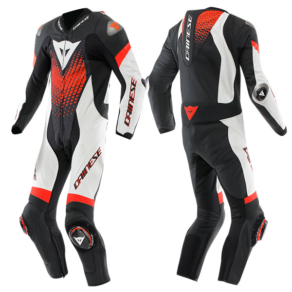 Dainese Laguna Seca 6 Perforated 1PC Suit - Black / White / Flo Red