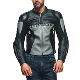 Dainese Racing 4 Leather Jacket - Charcoal Grey / Black