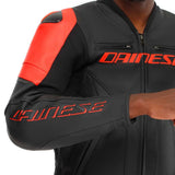 Dainese Racing 5 Leather Jacket - Black / Flo Red