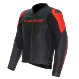 Dainese Racing 5 Leather Jacket - Black / Flo Red