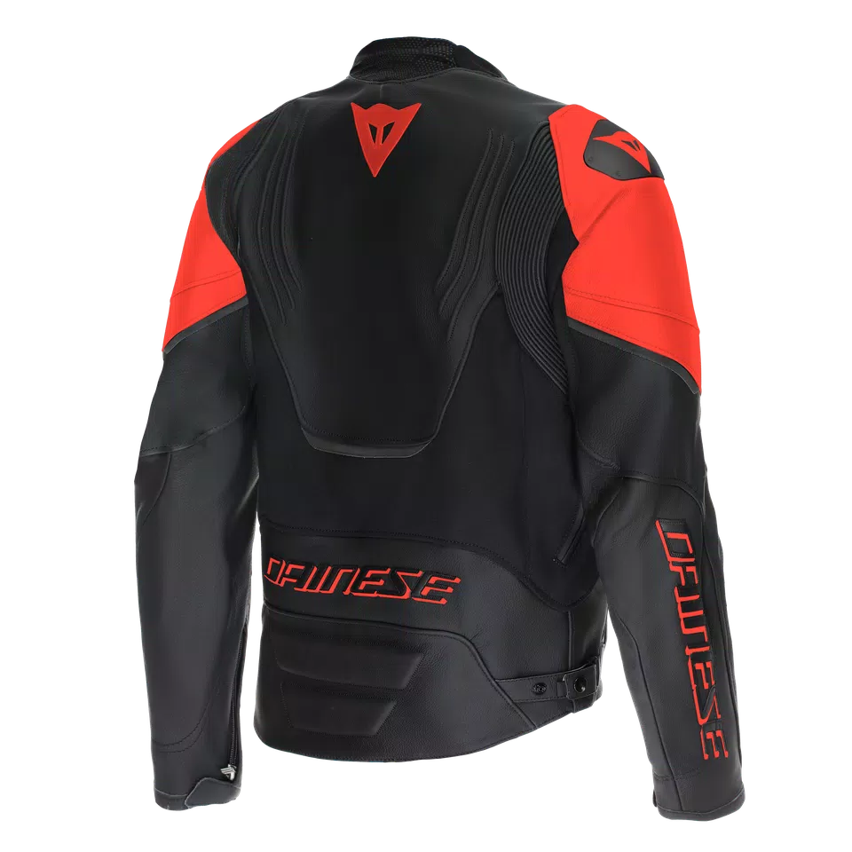 Dainese Racing 5 Leather Jacket - Black / Flo Red