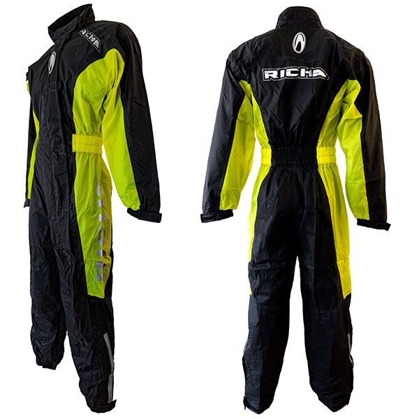 Richa Typhoon Rain Overall - Black / Flo Yellow