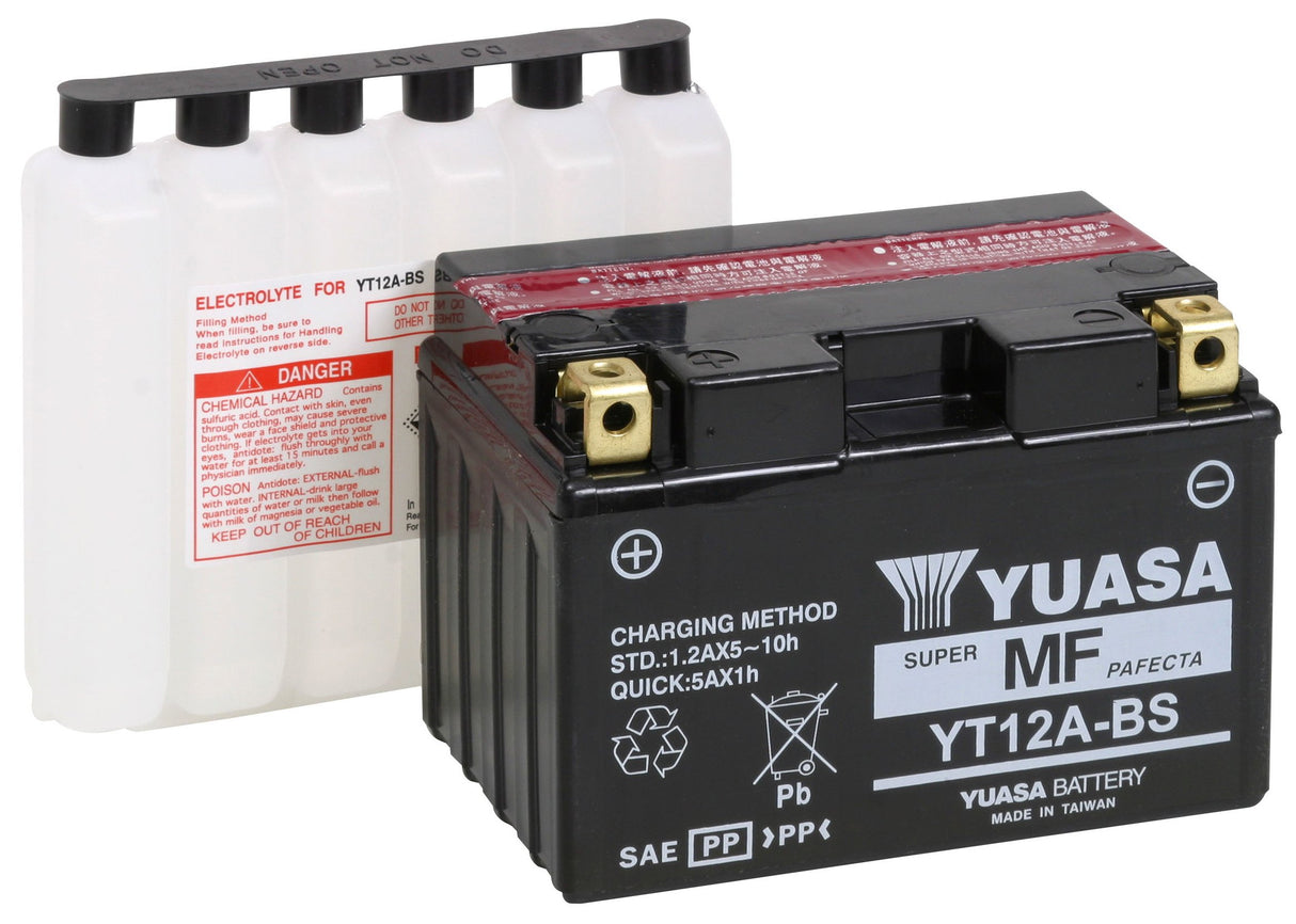 Yuasa YT12A-BS Battery Including Acid Pack