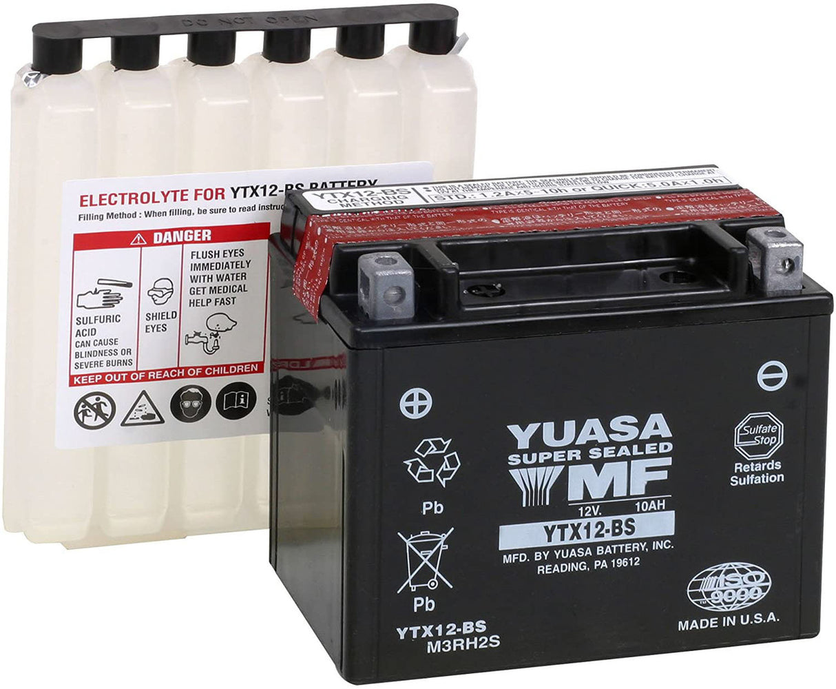 Yuasa YTX12-BS Battery Including Acid Pack