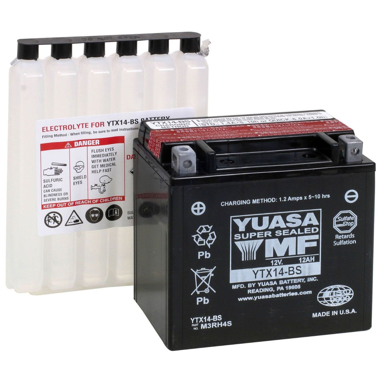 Yuasa YTX14-BS Battery Including Acid Pack